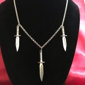 Triple knife dagger necklace